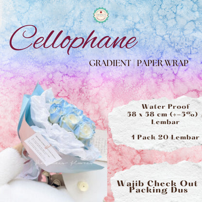 AnekaBenang - [ Lembaran ] Kertas Cellophane Buket Bunga [Gradient] Flower Wrapping Paper Celophane