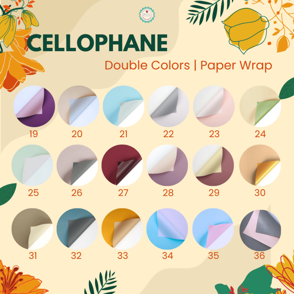 AnekaBenang - [ PACK ] Flower Bouquet Cellophane Paper [ Double Colors ] Flower Wrapping Paper Celophane