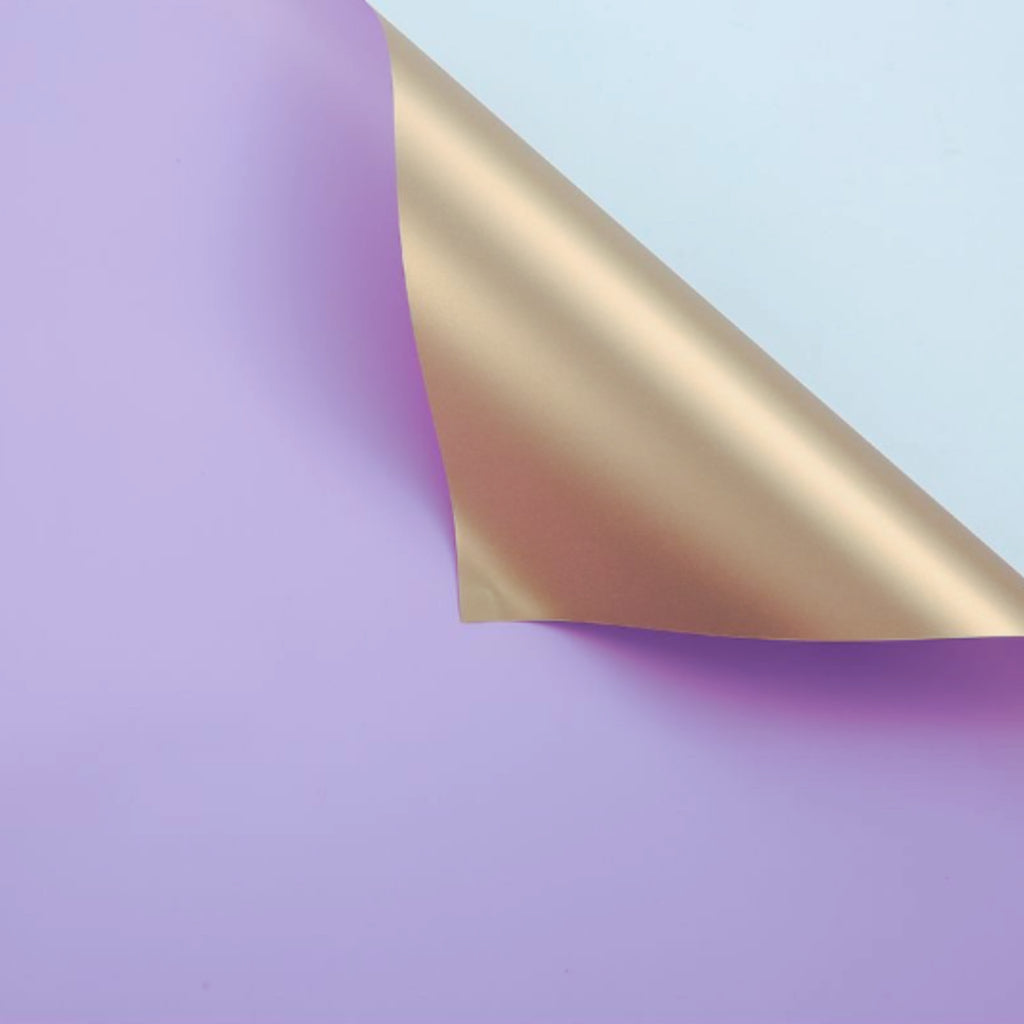 ANEKA - [ 20 Lembar ] Kertas Cellophane Buket Bunga [ Color & Gold ] Flower Wrapping Paper Celophane