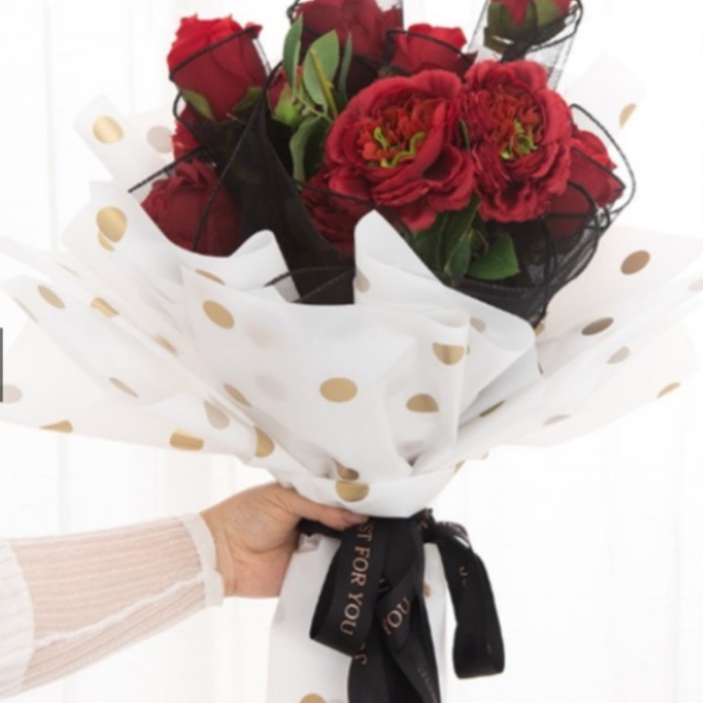 ANEKA - [ LEMBARAN ] Kertas Cellophane Buket Bunga [Polkadot] Flower Bouquet Wrapping Paper Celophane