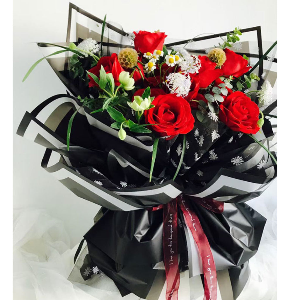 ANEKA - [ 20 Lembar ] Kertas Cellophane Buket Bunga [Big List Line] Flower Wrapping Paper Celophane