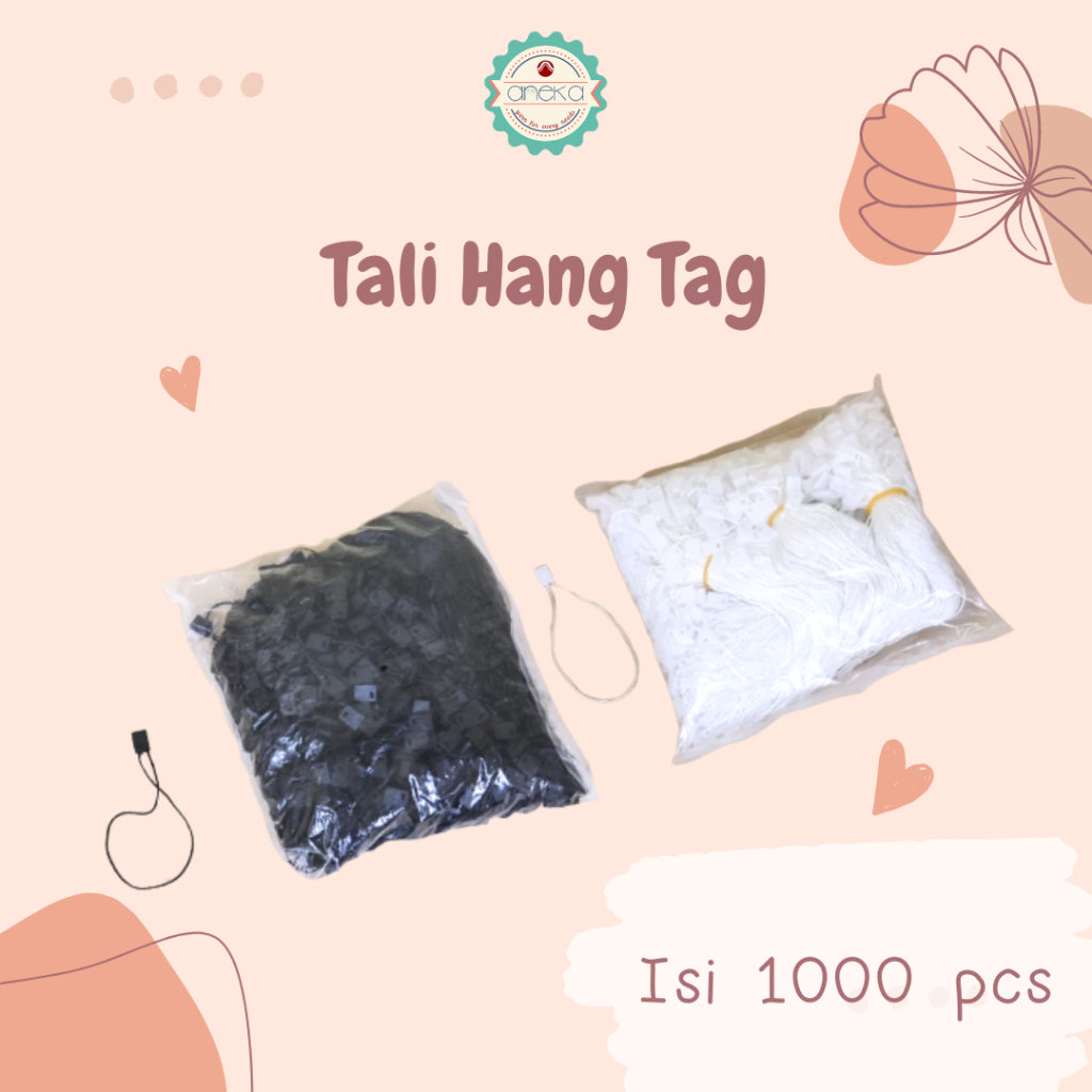 Tali Hang Tag / Tag Rope Hitam & Putih Murah Isi 1000pcs