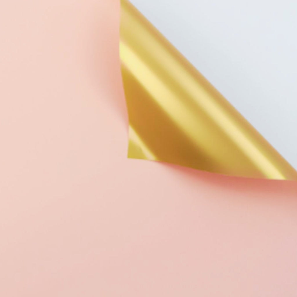 ANEKA - [ 20 Lembar ] Kertas Cellophane Buket Bunga [ Color & Gold ] Flower Wrapping Paper Celophane