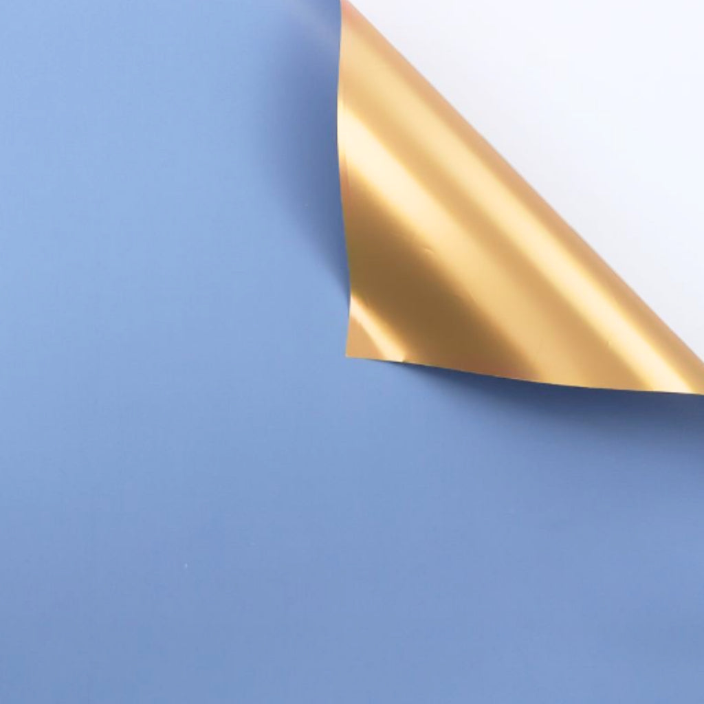 ANEKA - [ 20 Lembar ] Kertas Cellophane Buket Bunga [ Color & Gold ] Flower Wrapping Paper Celophane