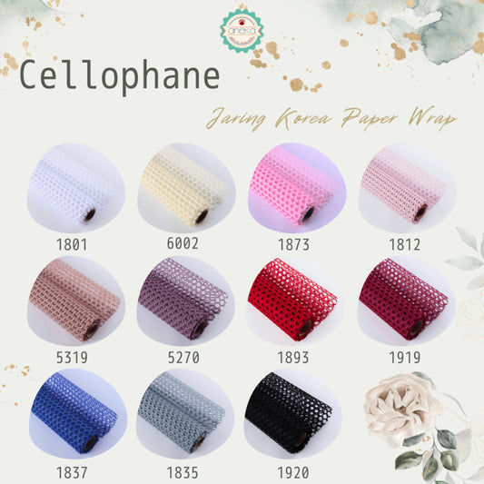 AnekaBenang - [ Lembaran ] Kertas Cellophane Buket Bunga [ Jaring Korea ] Flower Wrapping Paper Celophane