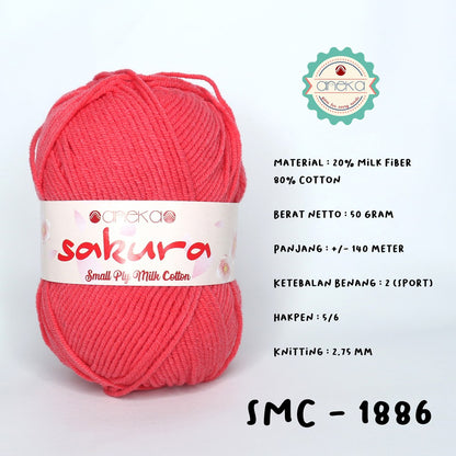 KATALOG - Benang Rajut Katun Susu 4 Ply / Sakura SMALL PLY Milk Cotton Yarn