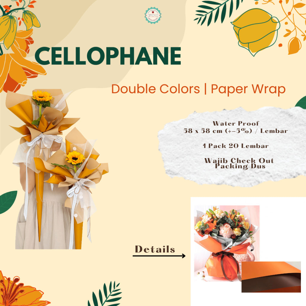 AnekaBenang - [ Sheet ] Flower Bouquet Cellophane Paper [ Double Colors ] Flower Wrapping Paper Cellophane