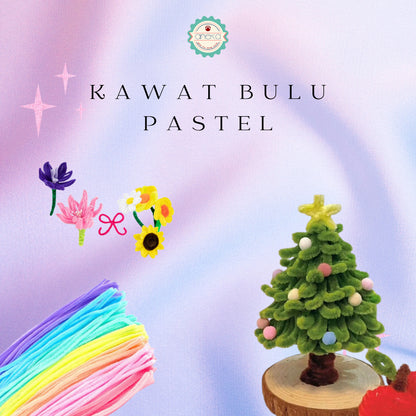 AnekaBenang - [Isi 100 PCS] Kawat Bulu Mercy Pastel / Tangkai Chenille / Pipe Cleaner DIY Bouquet