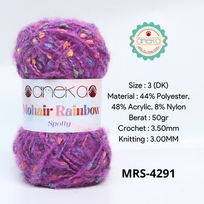 KATALOG - Benang Rajut Mohair Rainbow Spotty Yarn / Bintik  Warna