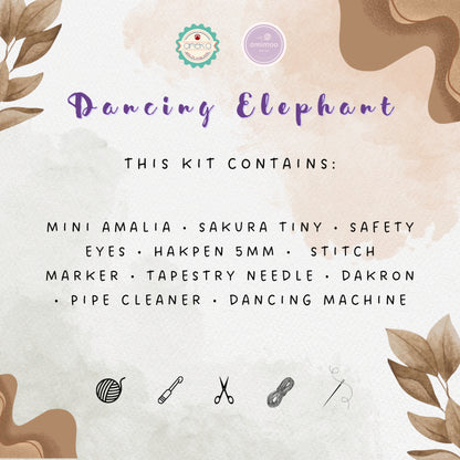 Aneka Benang x Amimoo Amigurumi - DIY Dancing Elephant KIT / Paket Merajut Pemula Lengkap Gajah Menari