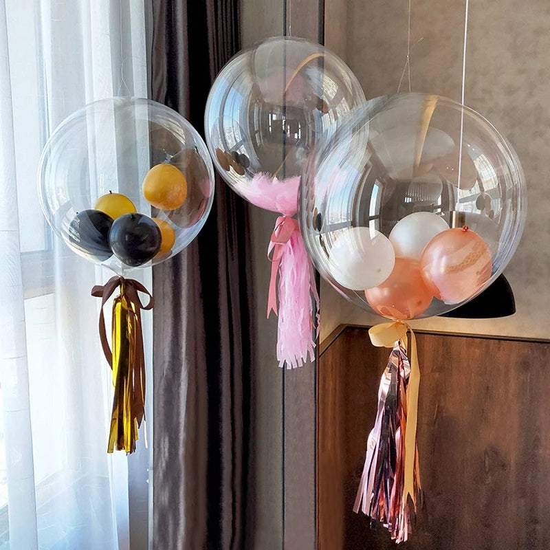 AnekaBenang - [5 PCS] Balon Bobo 18 24 36 inch Transparent / Ballon Bening Transparan / Confetti / Latex / Helium / PVC