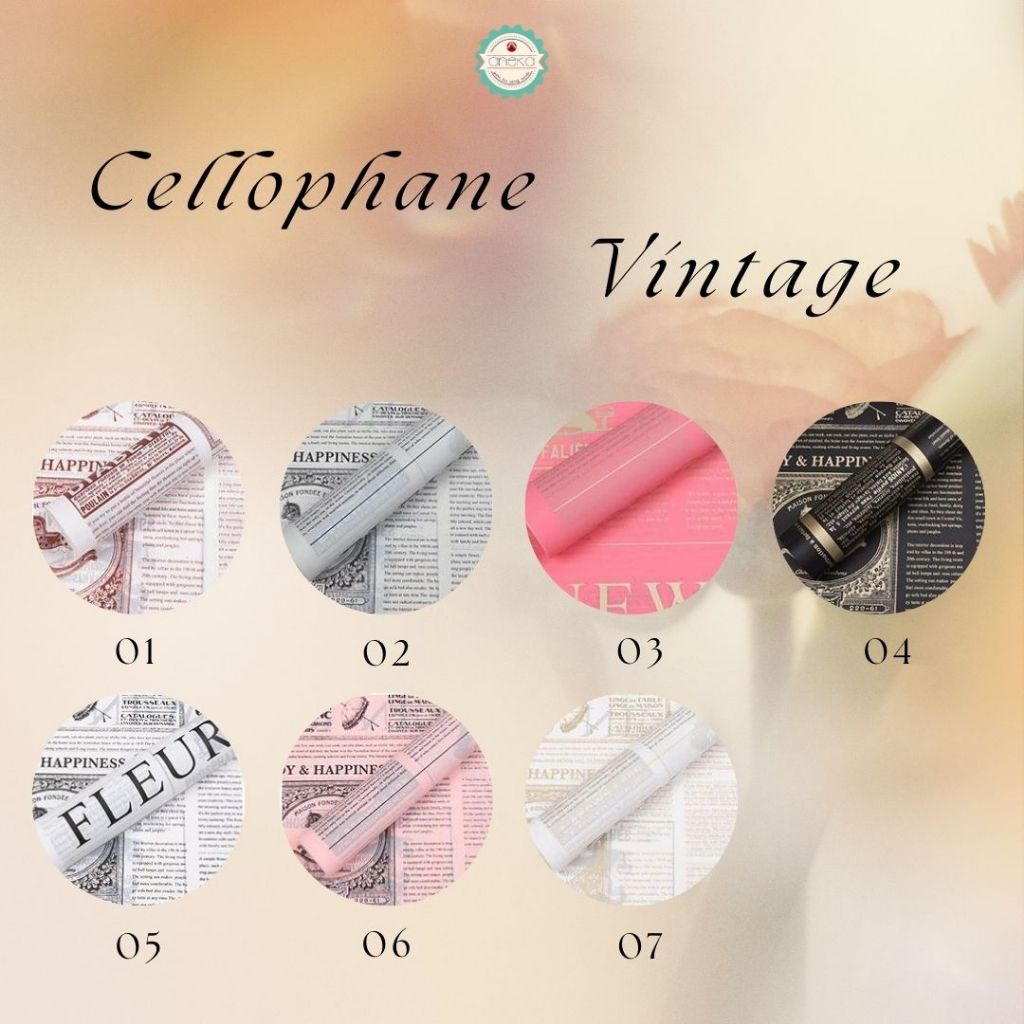 ANEKA - [ 20 Lembar ] Kertas Cellophane Vintage / Buket Bunga [ Vintage ] Flower Wrapping Paper Celophane