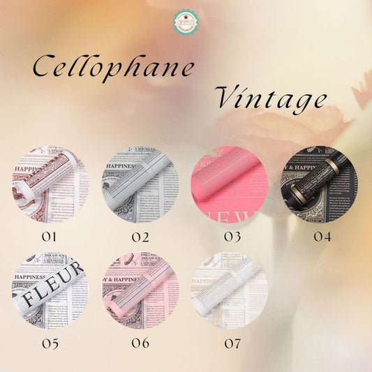ANEKA - [ 20 Lembar ] Kertas Cellophane Vintage / Buket Bunga [ Vintage ] Flower Wrapping Paper Celophane