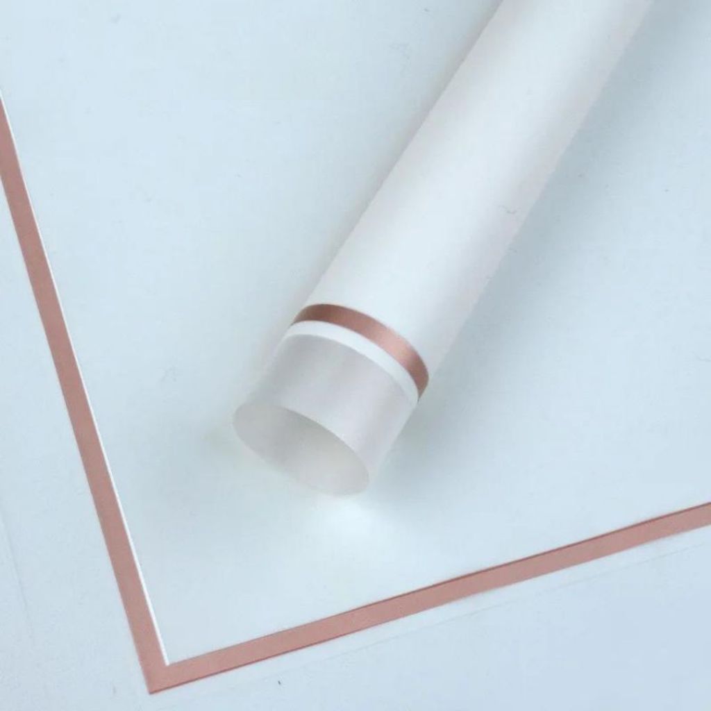 ANEKA - [ LEMBARAN ] Kertas Cellophane Buket Bunga [Trans Gold Frame] Flower Wrapping Paper Celophane