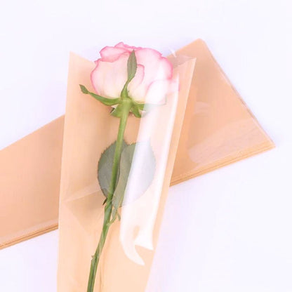 ANEKA - [ 50 Lembar ] Cellophane Plastik Single Bouquet Pembungkus Bunga Mawar Satuan Bungkus Segitiga