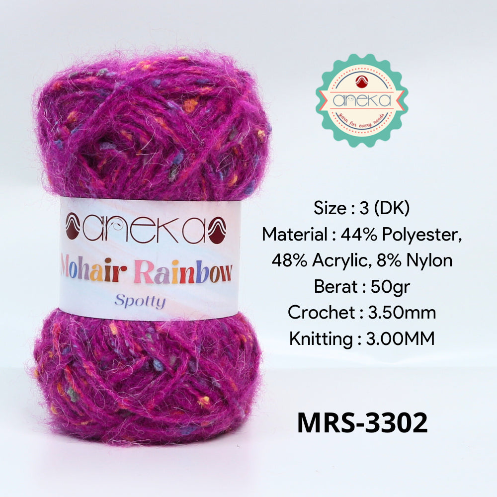 KATALOG - Benang Rajut Mohair Rainbow Spotty Yarn / Bintik  Warna