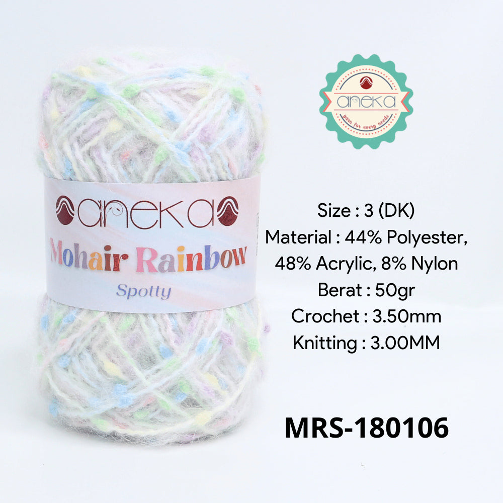 KATALOG - Benang Rajut Mohair Rainbow Spotty Yarn / Bintik  Warna