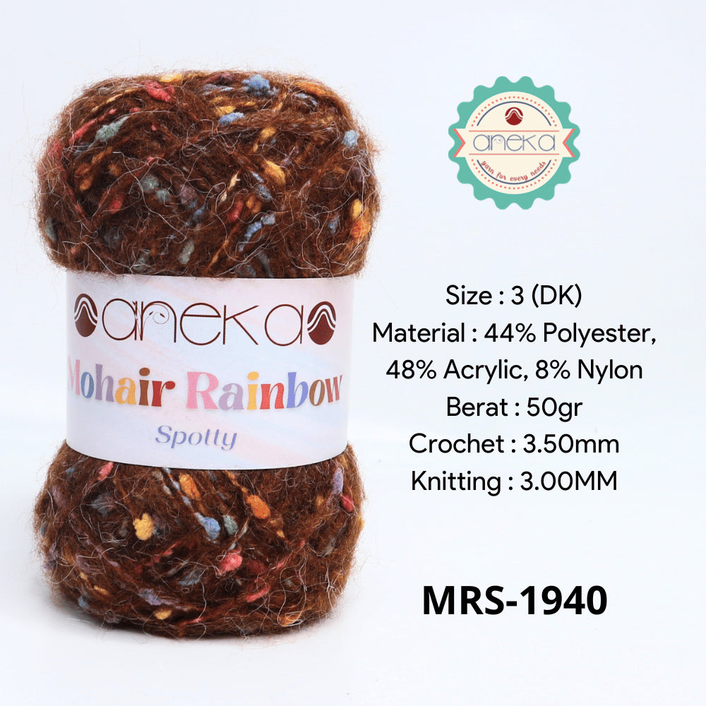 KATALOG - Benang Rajut Mohair Rainbow Spotty Yarn / Bintik  Warna