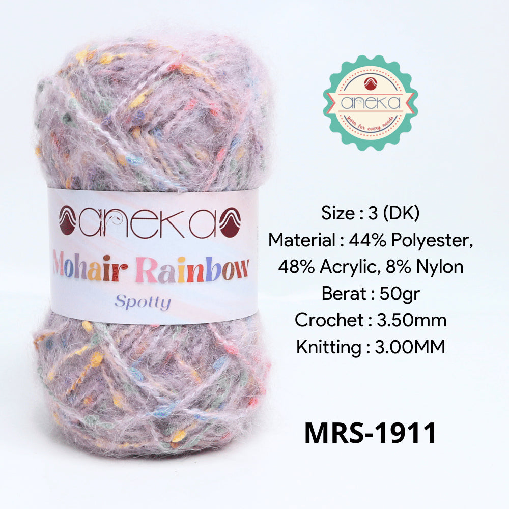 KATALOG - Benang Rajut Mohair Rainbow Spotty Yarn / Bintik  Warna
