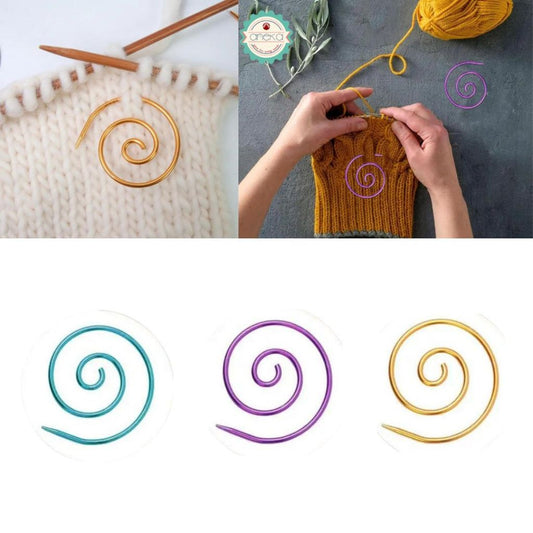 ANEKA - [3PCS] Stitch Marker Knitting Spiral Helical-Shaped Crochet Ring Metal Locking Sewing