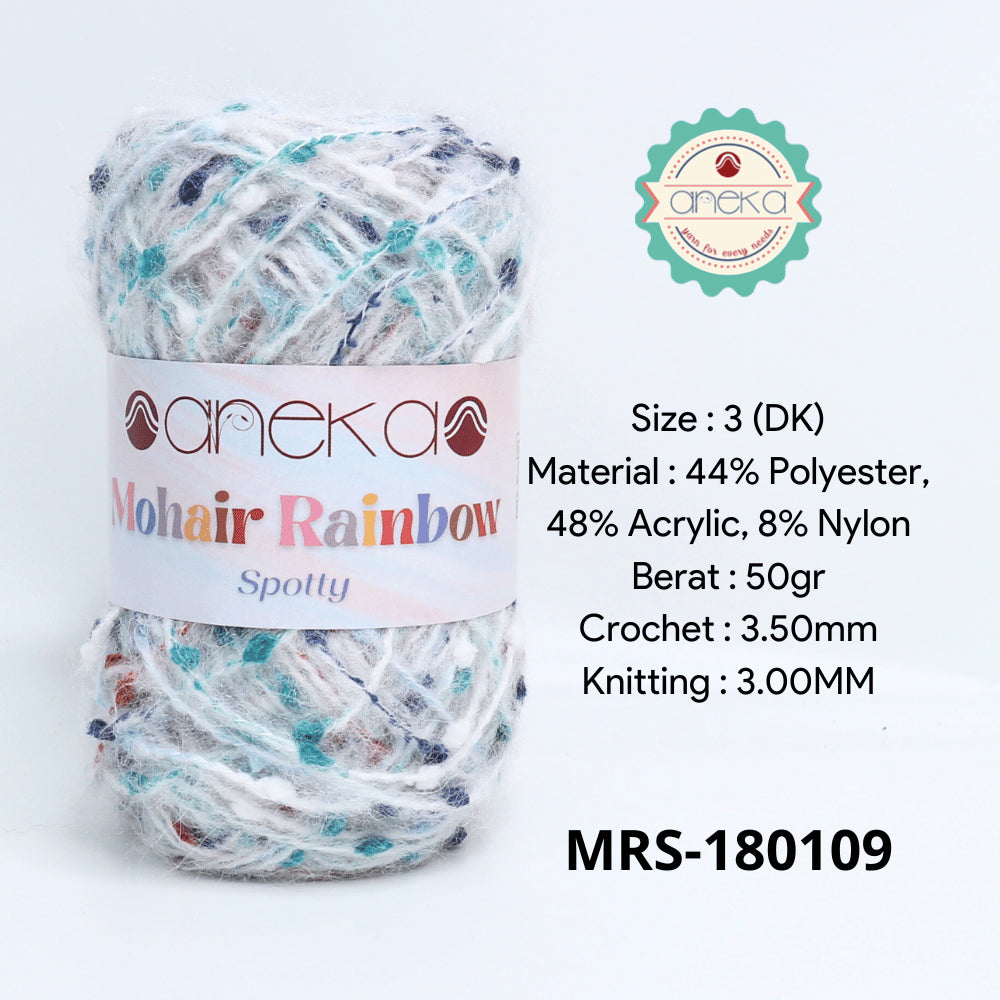 KATALOG - Benang Rajut Mohair Rainbow Spotty Yarn / Bintik  Warna