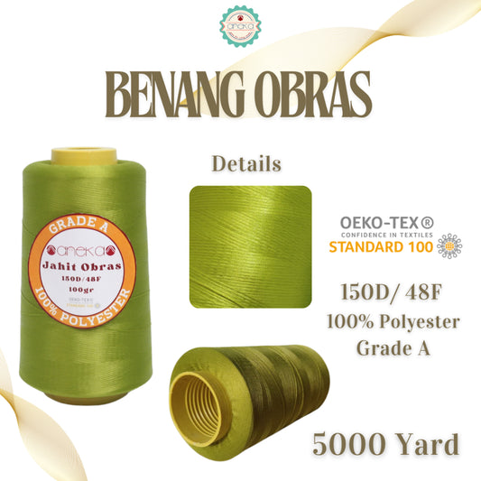 Benang Jahit Obras 5000 Yard Polyester 100 gram / 1 Ons / Grade A - Part 1