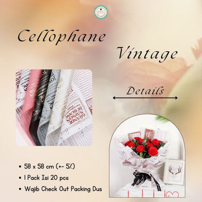 ANEKA - [ LEMBARAN ] Kertas Cellophane Vintage / Buket Bunga [ Vintage ] Flower Wrapping Paper Celophane