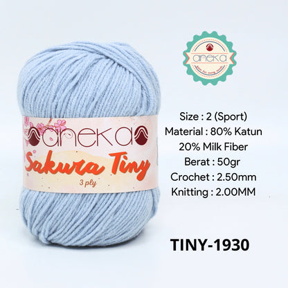 KATALOG - Benang Rajut Sakura Tiny 3 Ply / Milk Cotton / Katun Susu