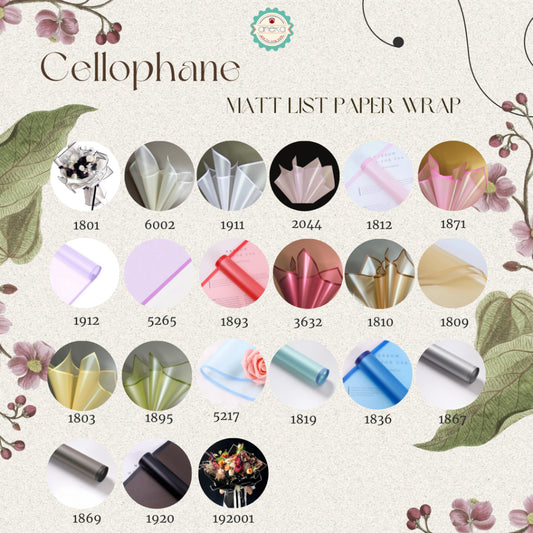ANEKA - [ 20 Lembar ] Kertas Cellophane Buket Bunga [Matt List] Flower Wrapping Paper Celophane