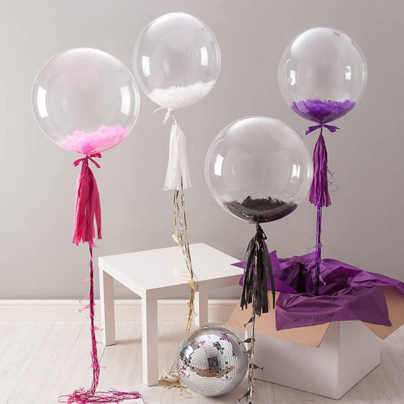AnekaBenang - [ PACK ] Bobo Balloons 18 24 36 inch Transparent / Transparent Clear Balloons / Confetti / Latex / Helium / PVC [50PCS]