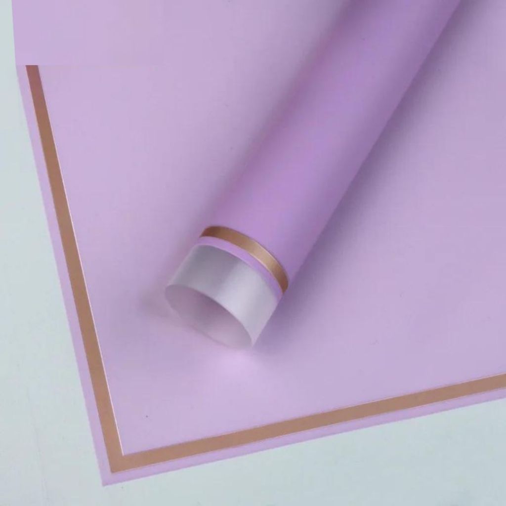 ANEKA - [ LEMBARAN ] Kertas Cellophane Buket Bunga [Trans Gold Frame] Flower Wrapping Paper Celophane