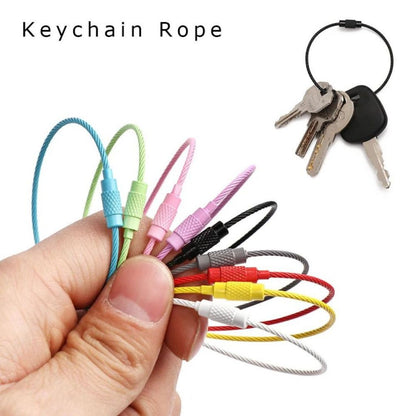 ANEKA - [5 PCS] Kable Kunci / Multi Color Stainless Steel Wire Keychain Cable Key Ring Loop Assorted