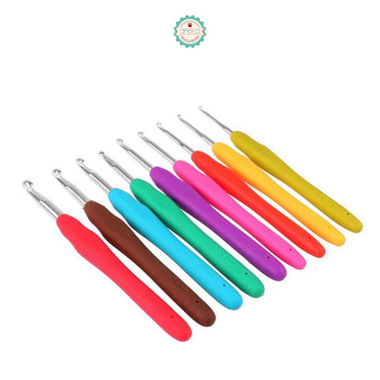 KATALOG - Hakpen (Alat/Jarum Rajut) Gagang Karet / Silicone Handle Alumunium Crochet Hooks - PCS