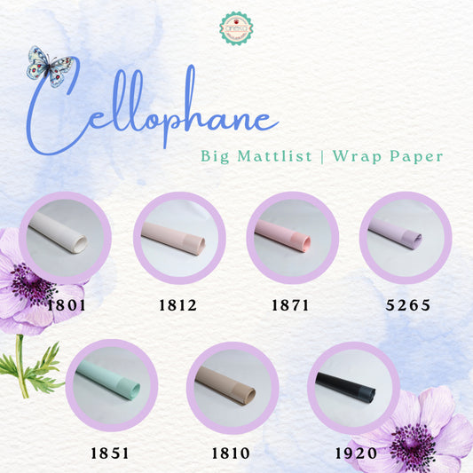 AnekaBenang - [ PACK ] Flower Bouquet Cellophane Paper [Big Matt LIst] Flower Wrapping Paper Celophane
