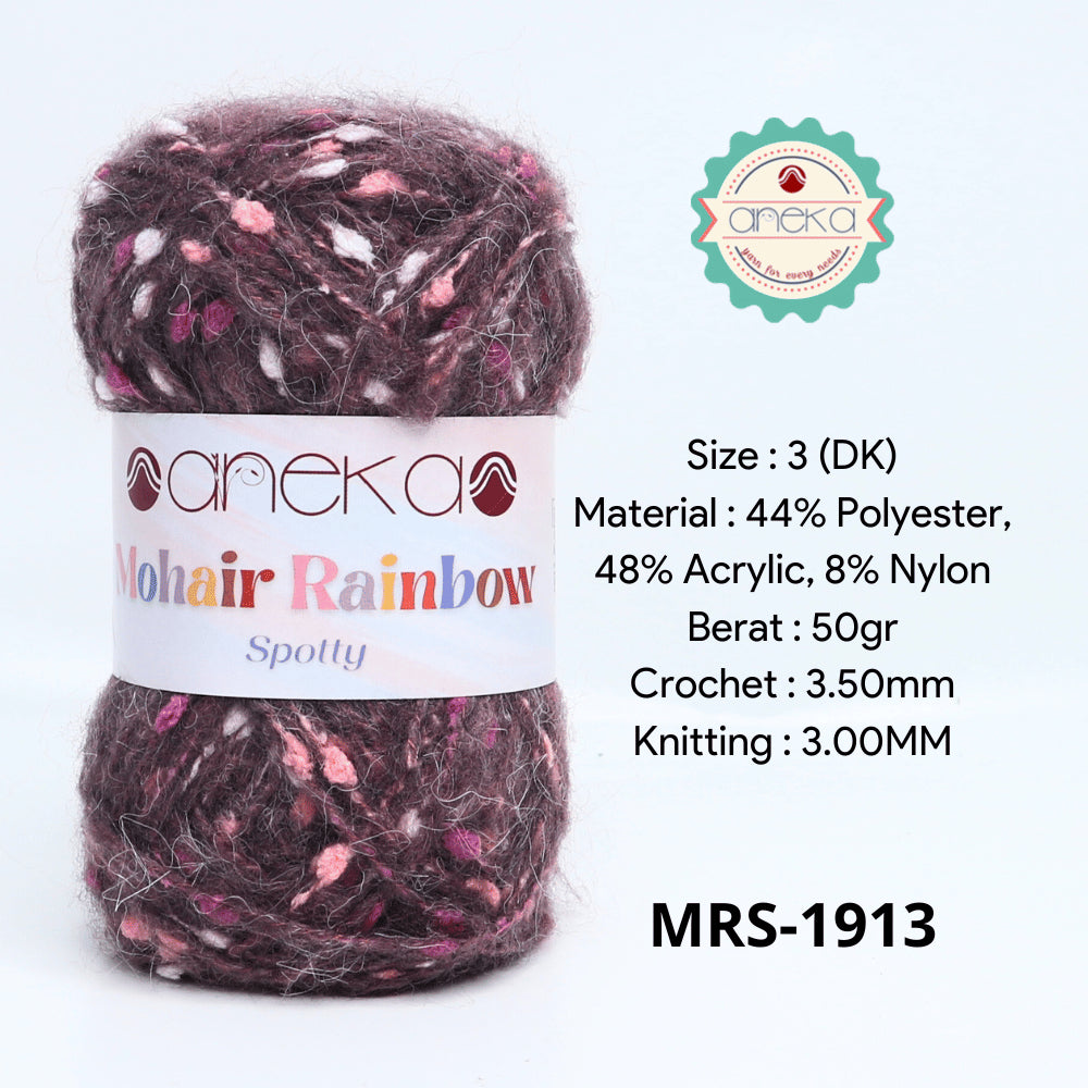 KATALOG - Benang Rajut Mohair Rainbow Spotty Yarn / Bintik  Warna