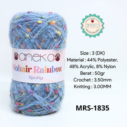 KATALOG - Benang Rajut Mohair Rainbow Spotty Yarn / Bintik  Warna
