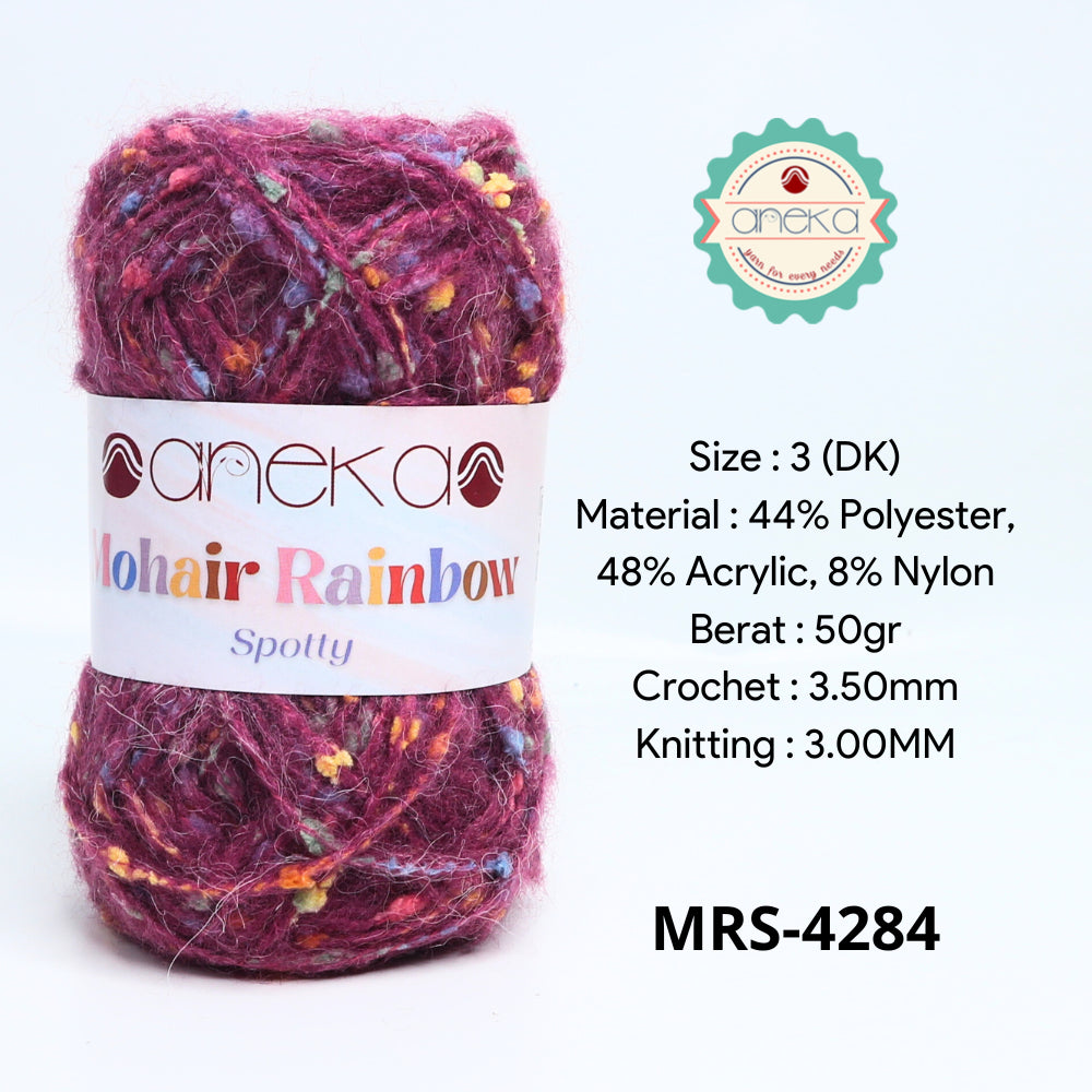 KATALOG - Benang Rajut Mohair Rainbow Spotty Yarn / Bintik  Warna
