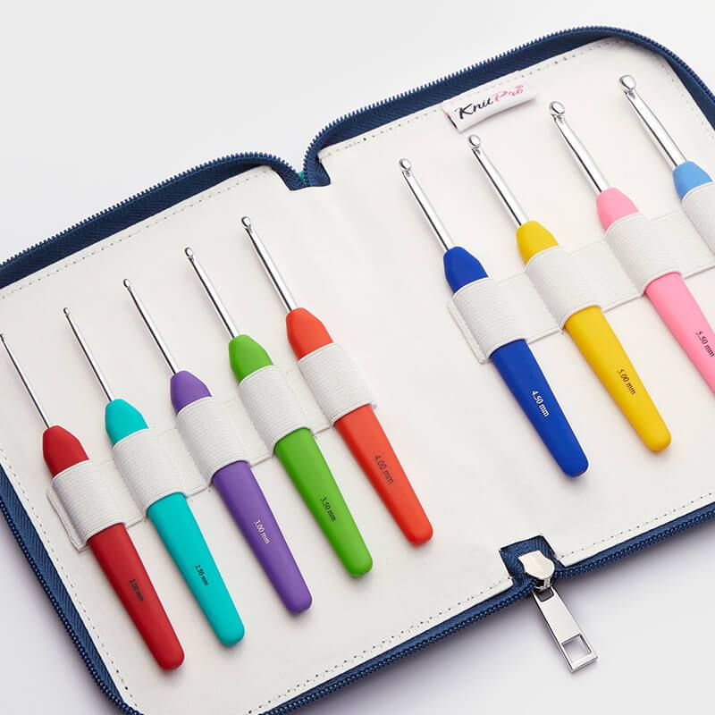 KnitPro - Hakpen (Knitting Tools / Needles) Alumunium Waves Set Of Colorful Crochet Hooks (Pack Of 9 Hooks)