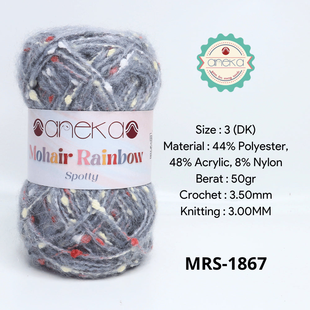 KATALOG - Benang Rajut Mohair Rainbow Spotty Yarn / Bintik  Warna