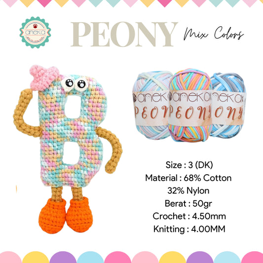 KATALOG - Benang Rajut Peony Sembur  / T-Shirt Tutup Cotton Nylon Yarn  Mix Colors / Katun Nilon