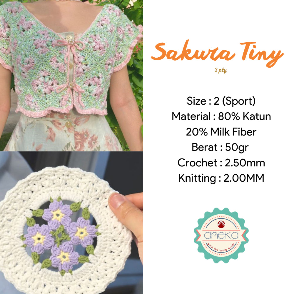 KATALOG - Benang Rajut Sakura Tiny 3 Ply / Milk Cotton / Katun Susu