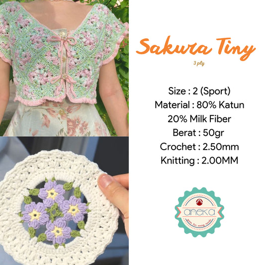 KATALOG - Benang Rajut Sakura Tiny 3 Ply / Milk Cotton / Katun Susu