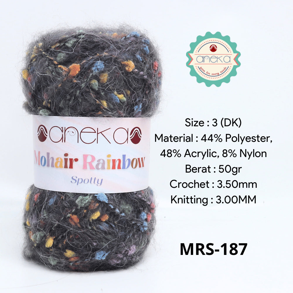 KATALOG - Benang Rajut Mohair Rainbow Spotty Yarn / Bintik  Warna
