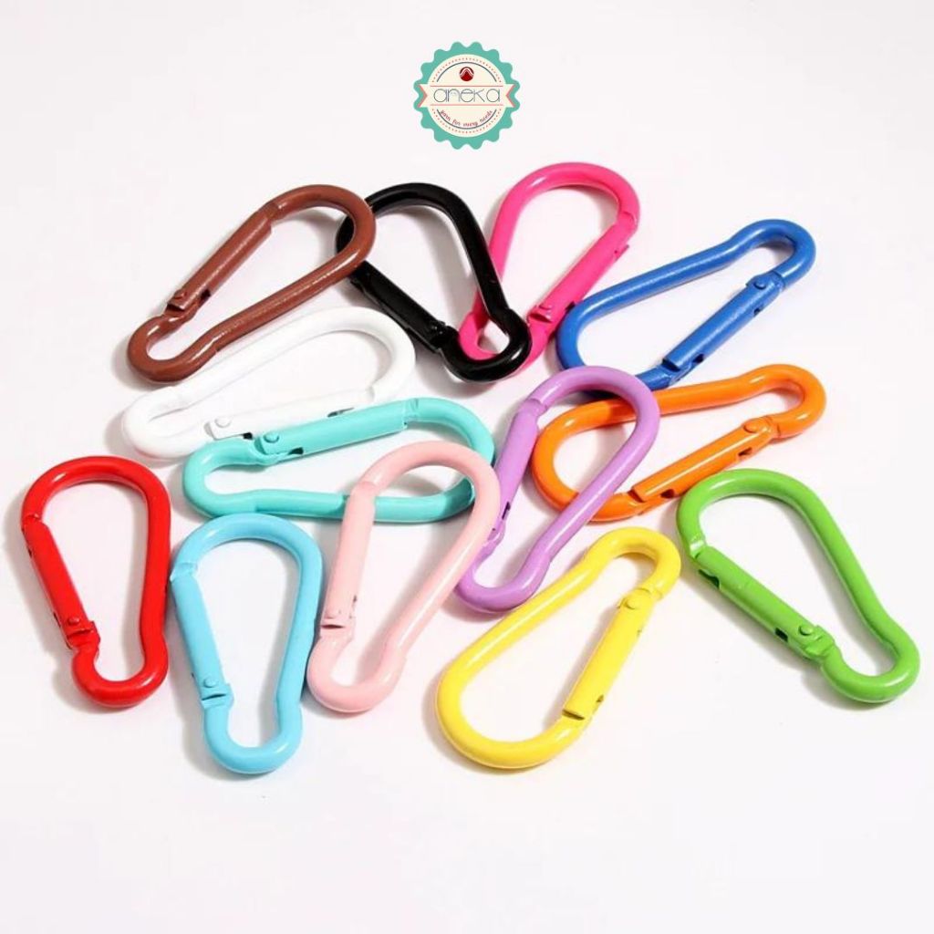 ANEKA - [5 PCS] Gantungan Kait Kunci Carabiner Warna Macaron / Color Carabiner Climbing Hook Keychain Ring Metal