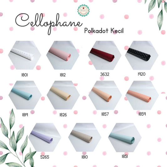 ANEKA - [ LEMBARAN ] Kertas Cellophane Buket Bunga [ Polkadot Kecil ] Flower Wrapping Paper Celophane
