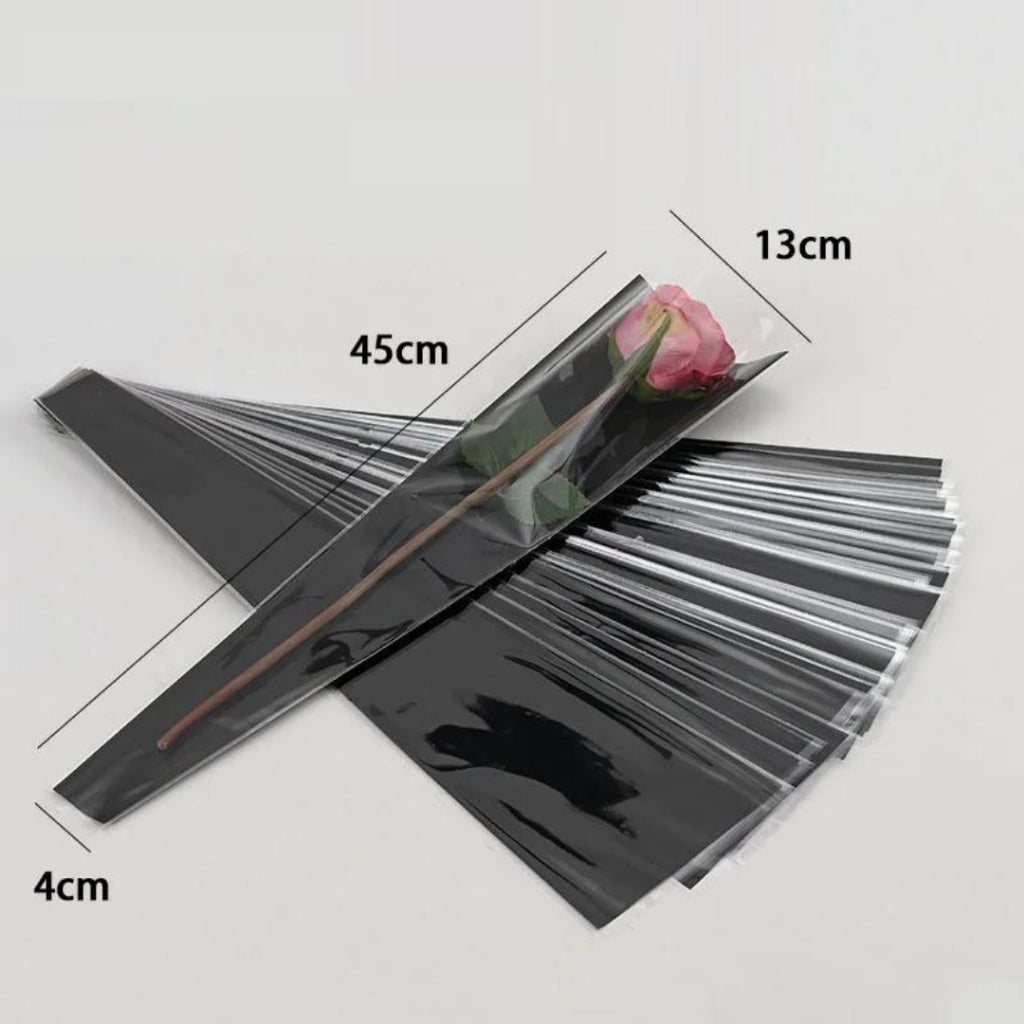 ANEKA - [ 50 Lembar ] Cellophane Plastik Single Bouquet Pembungkus Bunga Mawar Satuan Bungkus Segitiga
