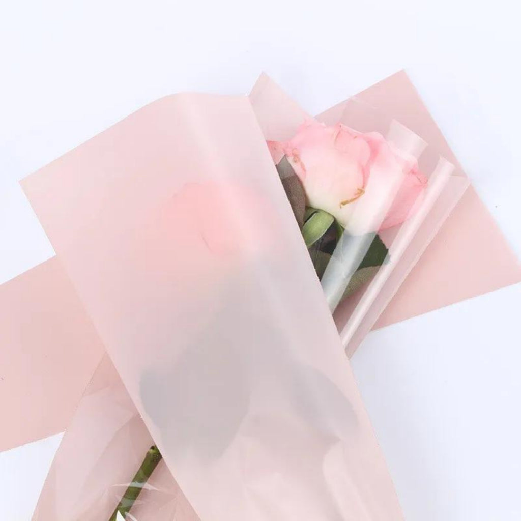 ANEKA - [ 50 Lembar ] Cellophane Plastik Single Bouquet Pembungkus Bunga Mawar Satuan Bungkus Segitiga
