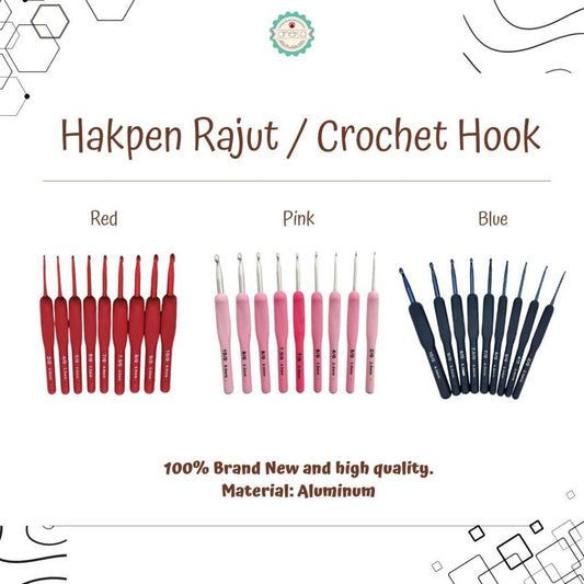 AnekaBenang - Hakpen Knitting Needles / Crochet Set Red &amp; Pink - SET