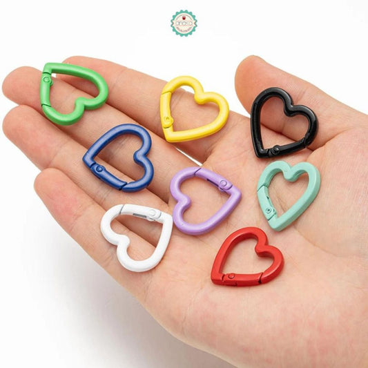 ANEKA - [5 PCS] Kait Bentuk Hati / Metal Keychain Bag Clips Hook / Buckles Connector Heart Shape Ring Carabiner