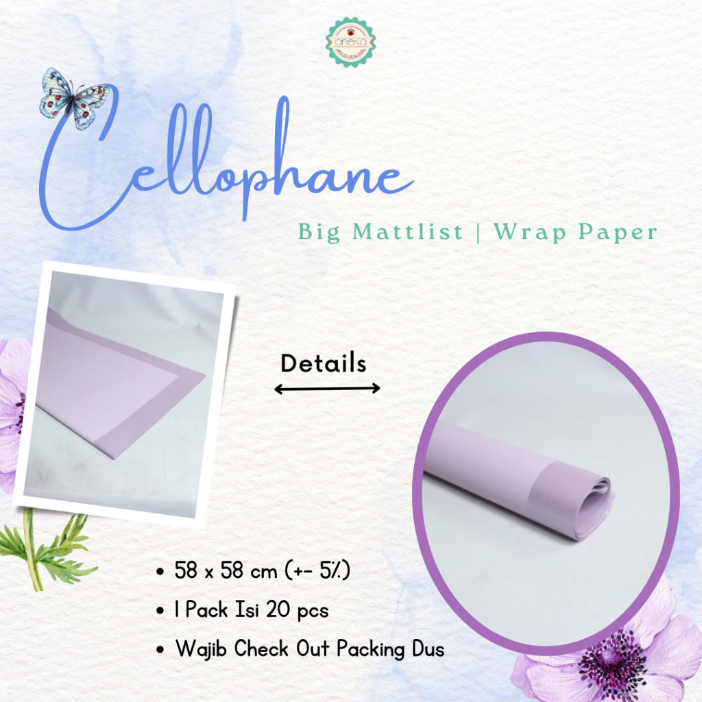 AnekaBenang - [ PACK ] Flower Bouquet Cellophane Paper [Big Matt LIst] Flower Wrapping Paper Celophane